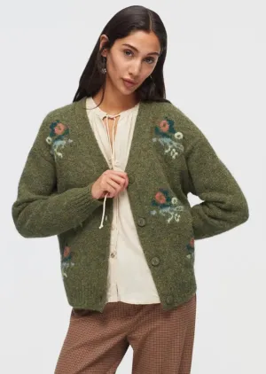 Paloma Jacquard Cardigan Forest Green