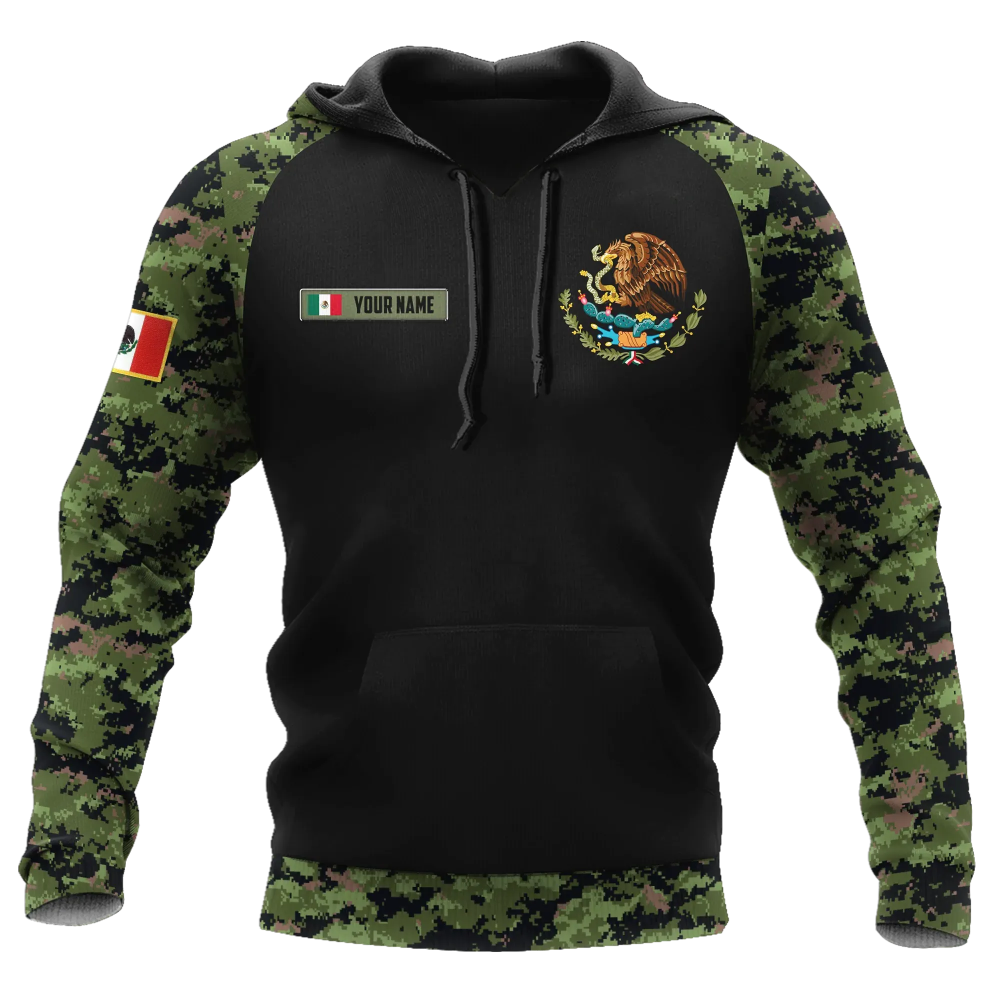 Personalized 3D All Over Print Mexico Hoodie Camo Pattern, Mexican Hoodies, Mexico Gift