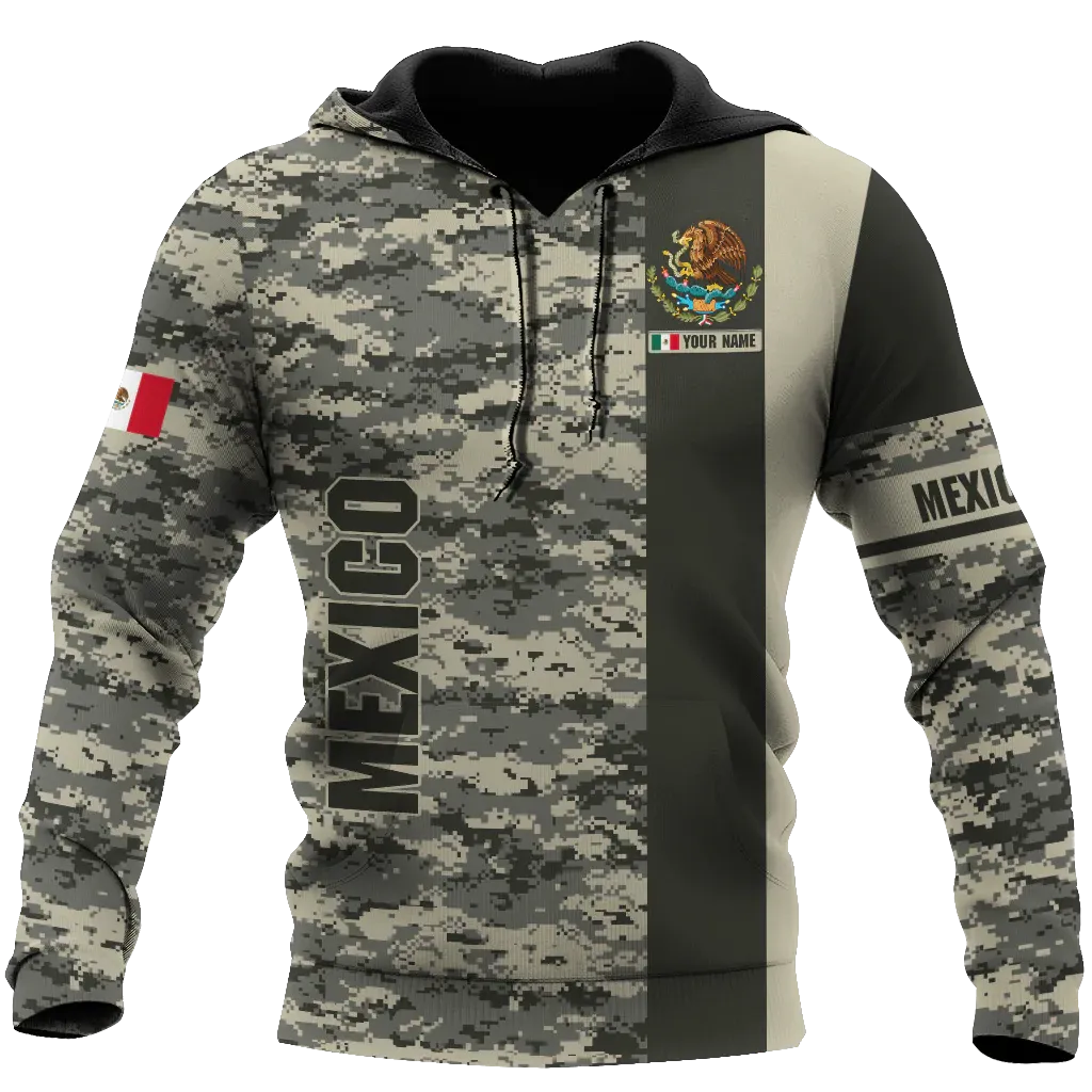 Personalized 3D All Over Print Mexico Hoodie Camo Pattern, Mexican Hoodies, Mexico Gift