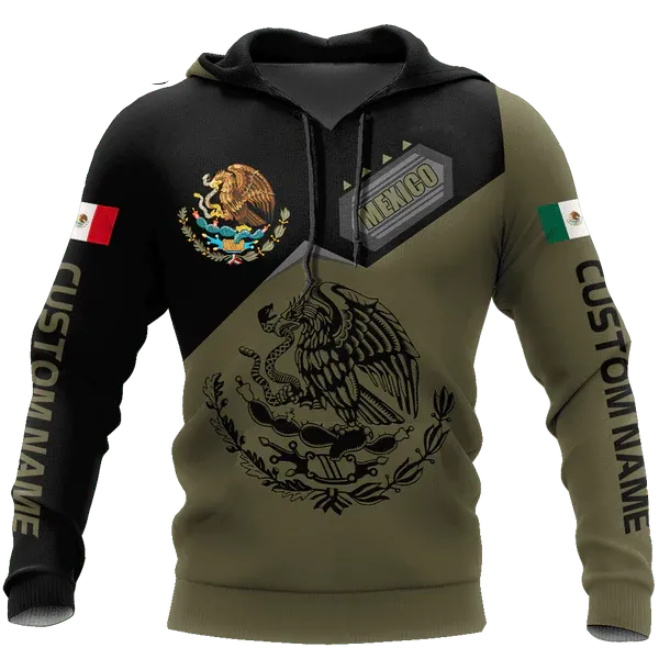 Personalized 3D All Over Print Mexico Hoodie, Eagle Snake On Mexican Hoodie, Mexican Hoodie