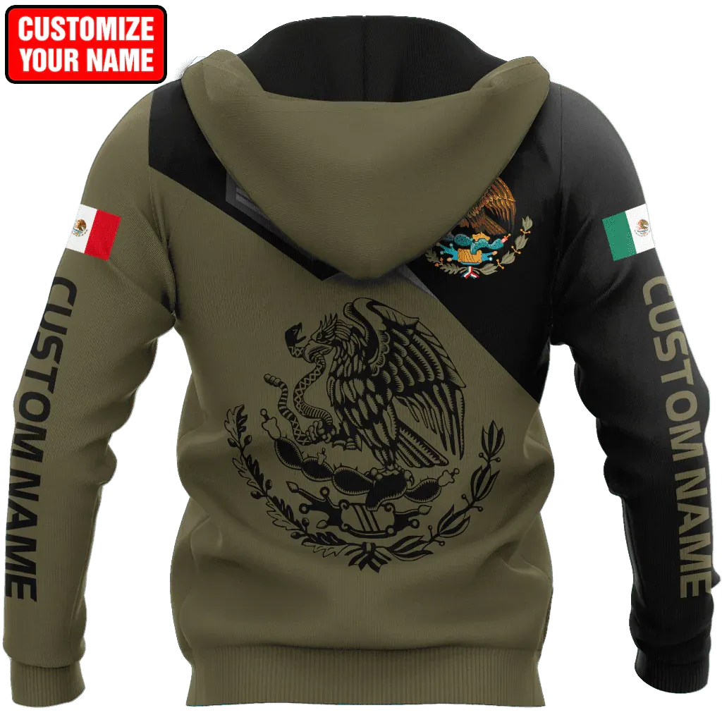 Personalized 3D All Over Print Mexico Hoodie, Eagle Snake On Mexican Hoodie, Mexican Hoodie