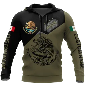 Personalized 3D All Over Print Mexico Hoodie, Eagle Snake On Mexican Hoodie, Mexican Hoodie