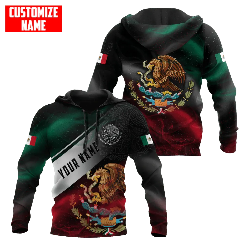 Personalized 3D All Over Print Mexico Hoodie, Eagle Snake On Mexican Hoodie, Mexican Hoodie