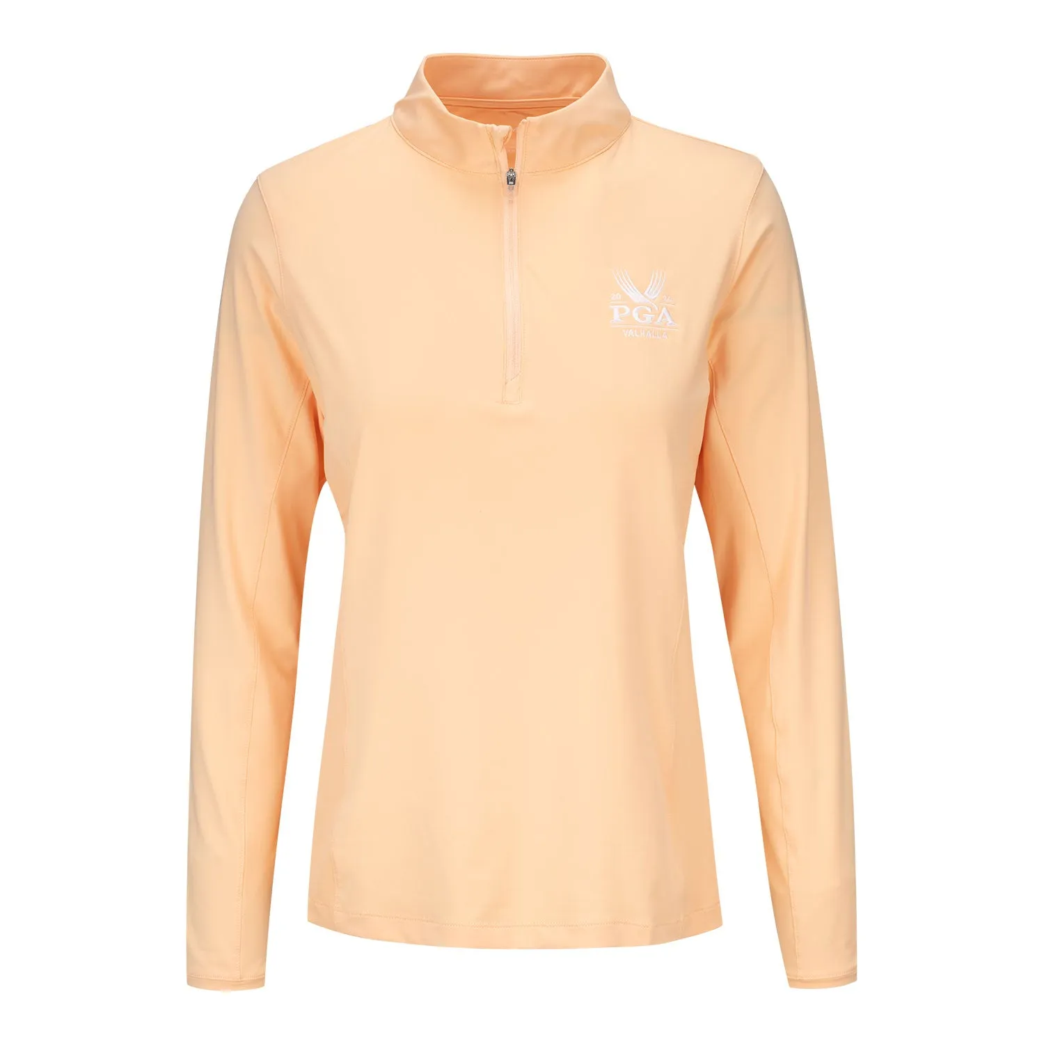 Peter Millar 2024 PGA Championship Ladies Perth Quarter Zip Pullover in Orange Sorbet