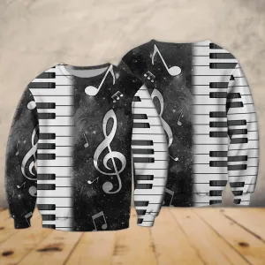 Piano Music 3D Printed Sweatshirt Shirts Gift for Piano Lover Multicolor