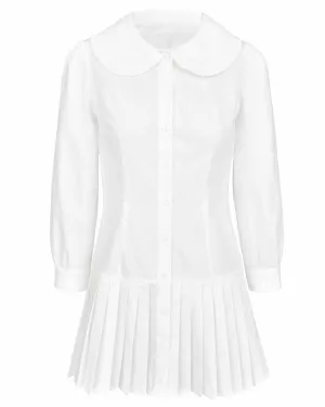 Pleat Shirt Dress - White