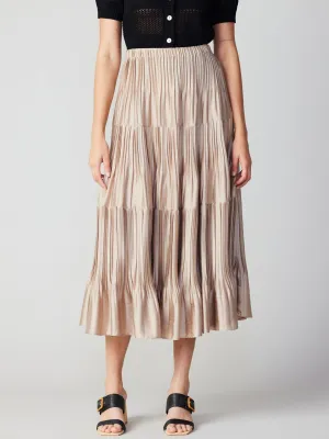 PLEATED 3-TIERED LONG SKIRT