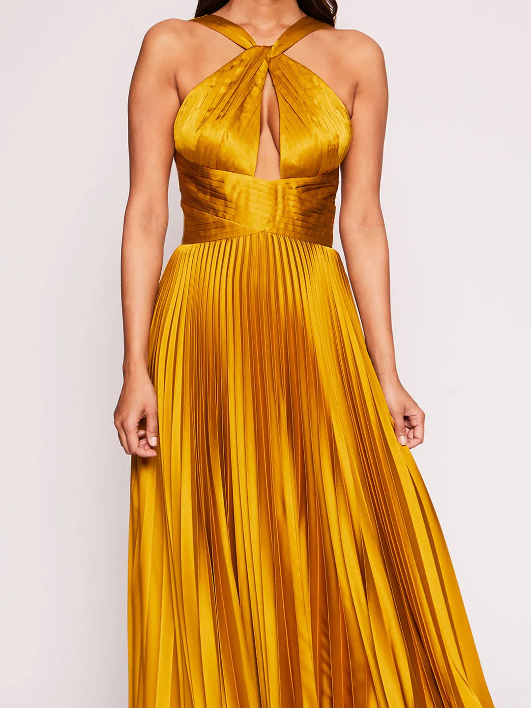 Pleated Foil Gown