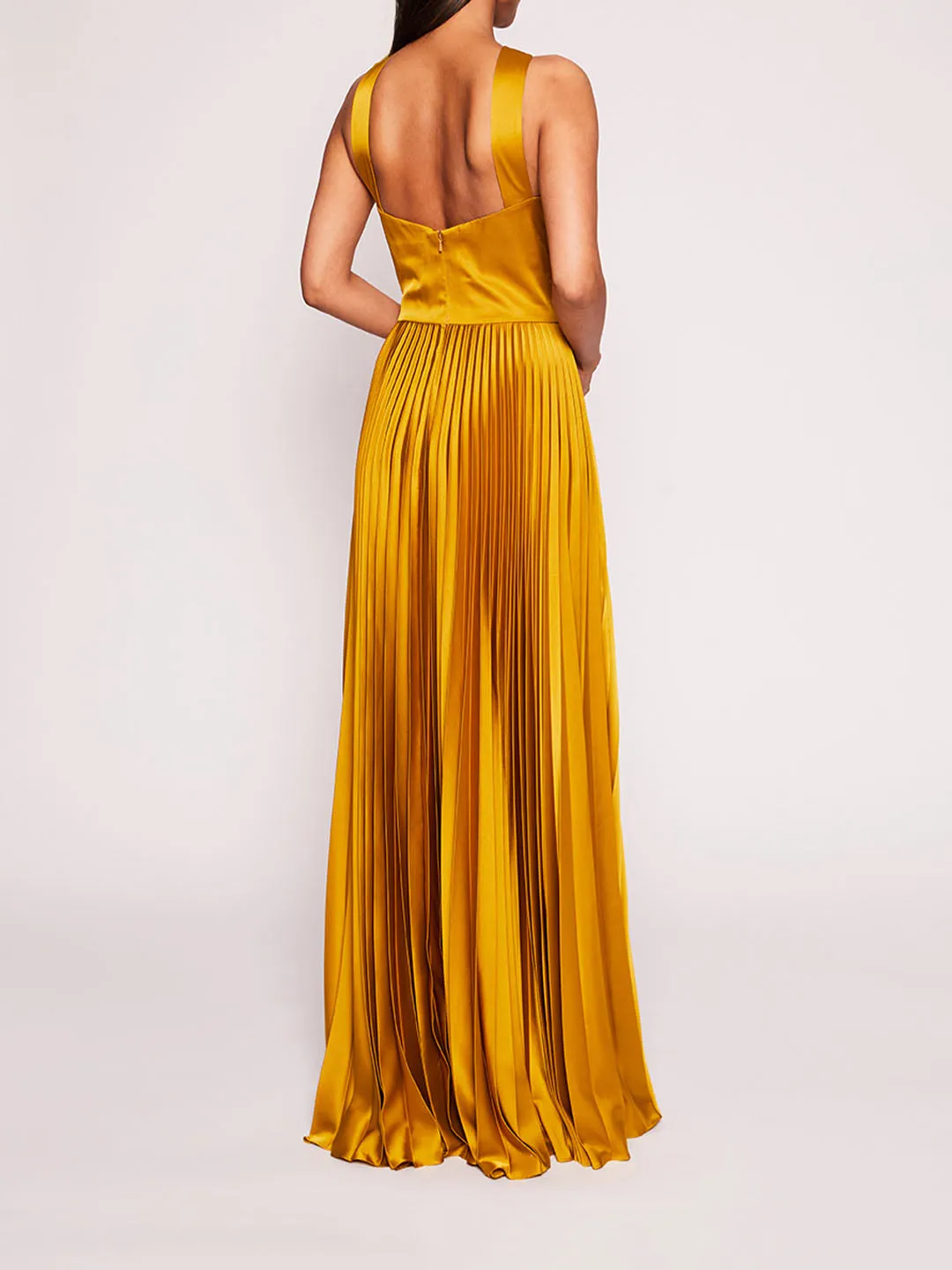 Pleated Foil Gown