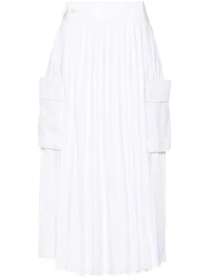 PLEATED TWO SIDE CARGO POCKETS MIDI SKIRT