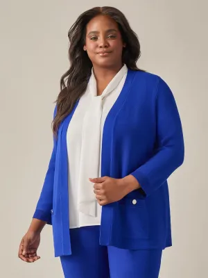 Plus Size Open Front Cardigan. Royal Signature