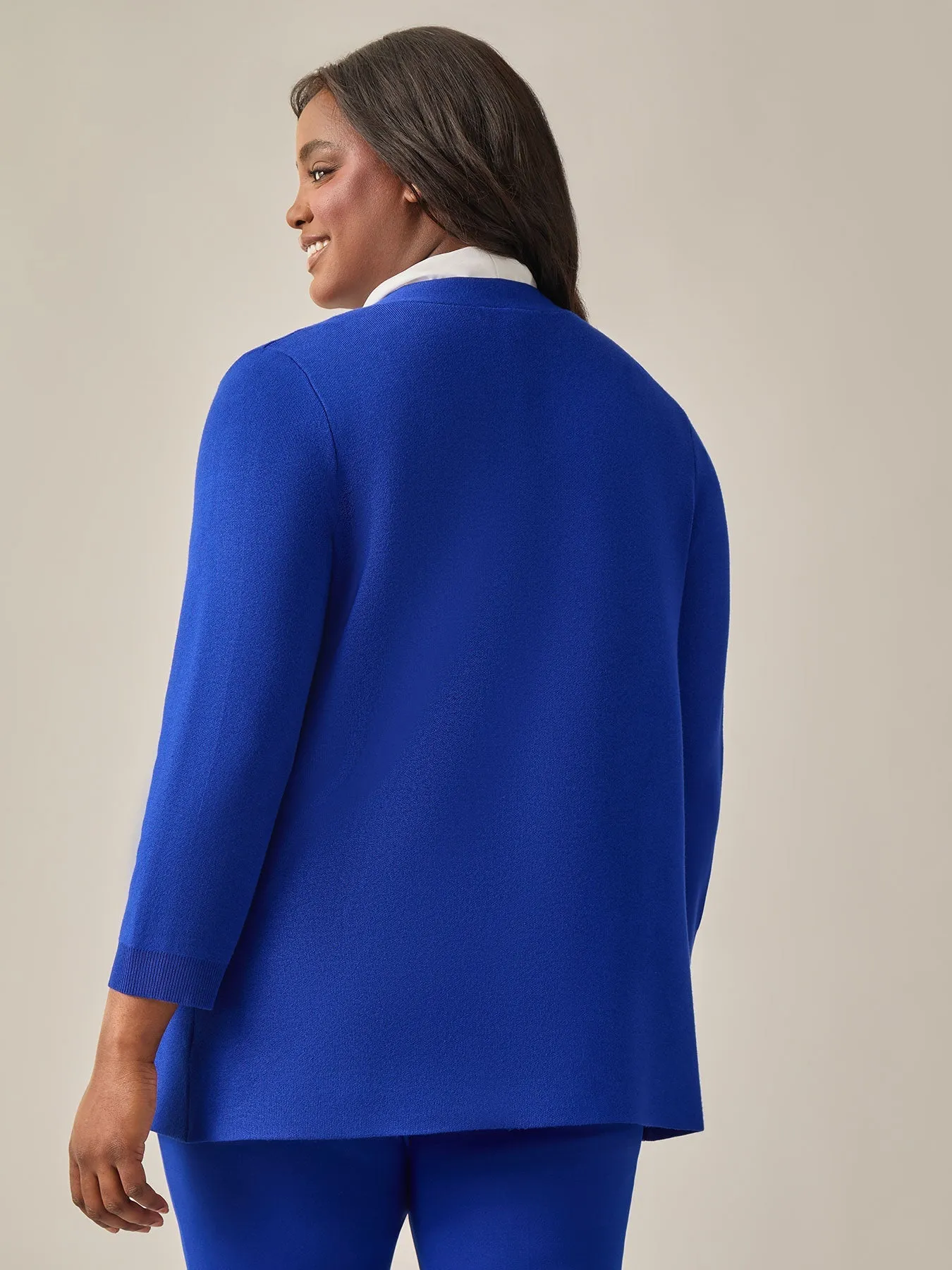 Plus Size Open Front Cardigan. Royal Signature