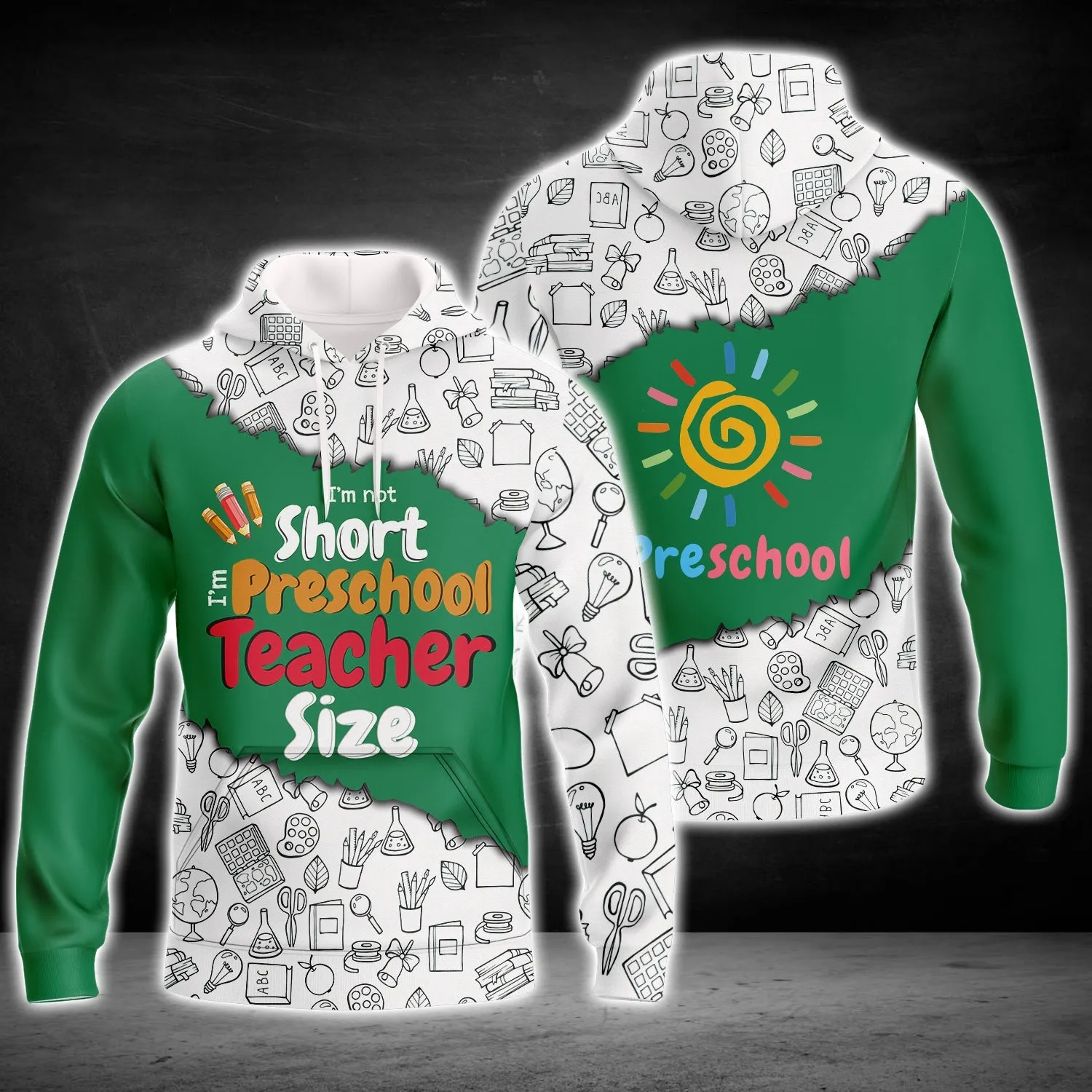 Preschool Teacher Graphic Design 3D Printed Sweatshirt Hoodie Shirts, Teacher Christmas Shirts Gift