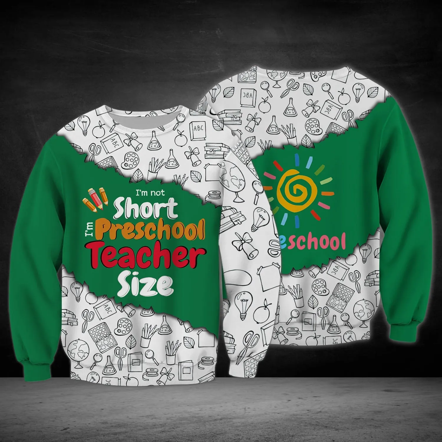 Preschool Teacher Graphic Design 3D Printed Sweatshirt Hoodie Shirts, Teacher Christmas Shirts Gift