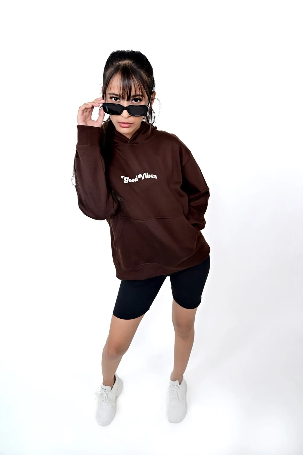 Printed Brown Oversized Hoodie