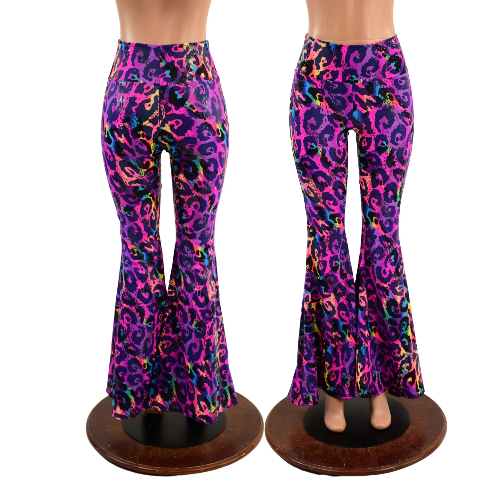 Rainbow Leopard High Waist Solar Flares