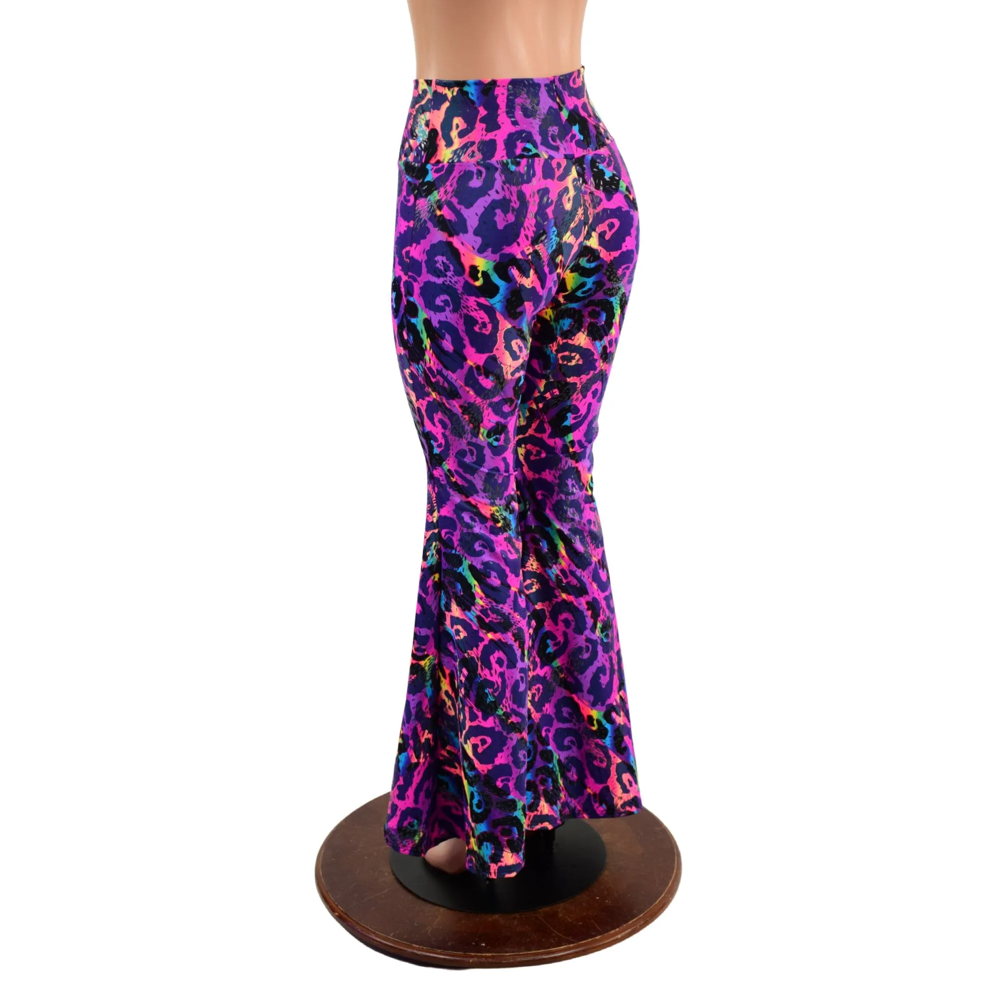 Rainbow Leopard High Waist Solar Flares