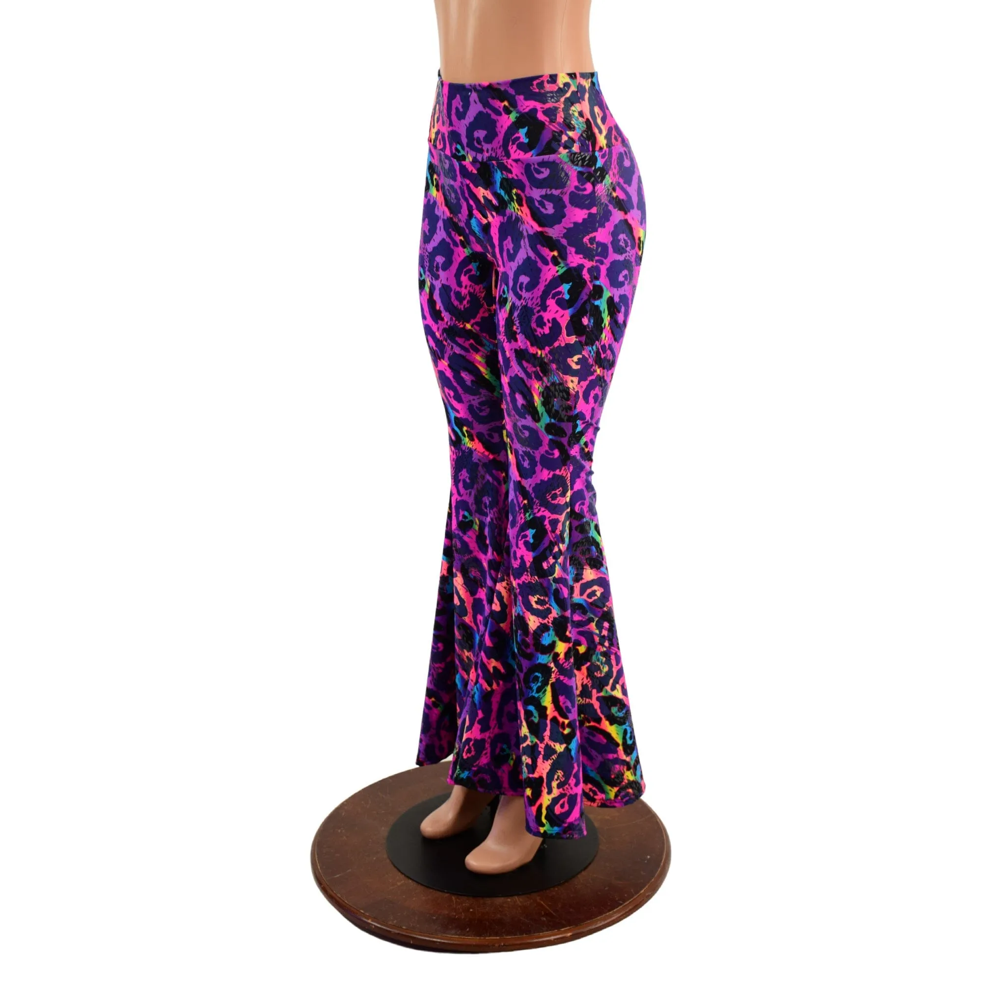 Rainbow Leopard High Waist Solar Flares