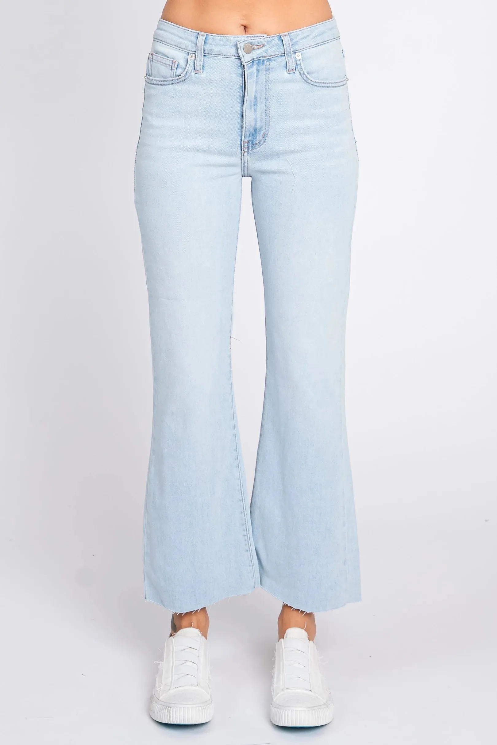 Renee Raw Hem Wide Leg Denim in Light Wash