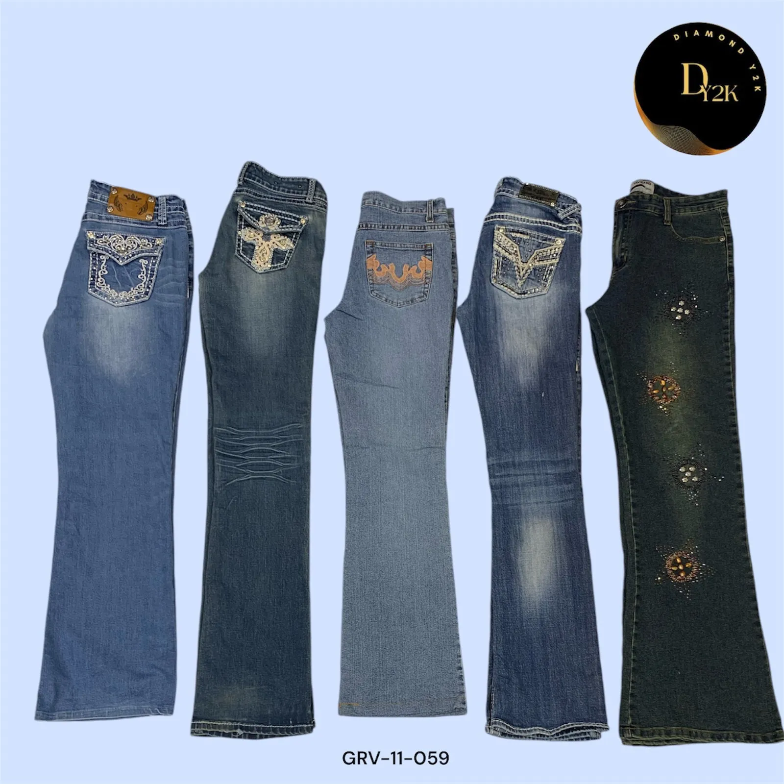 Retro Vibes: Y2K Flared Denim Jeans (GRV-11-059)