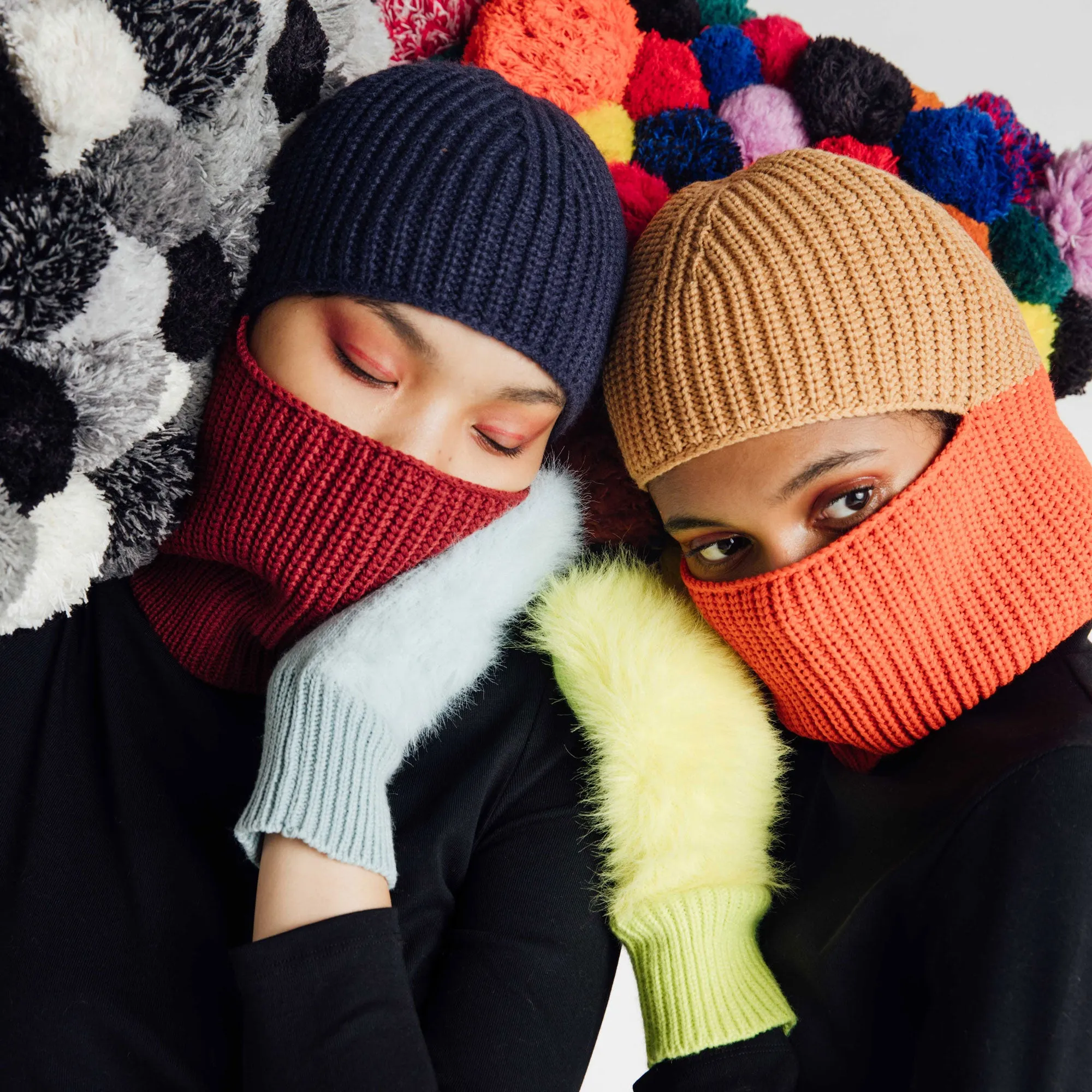 Ribbed Colorblock Balaclava