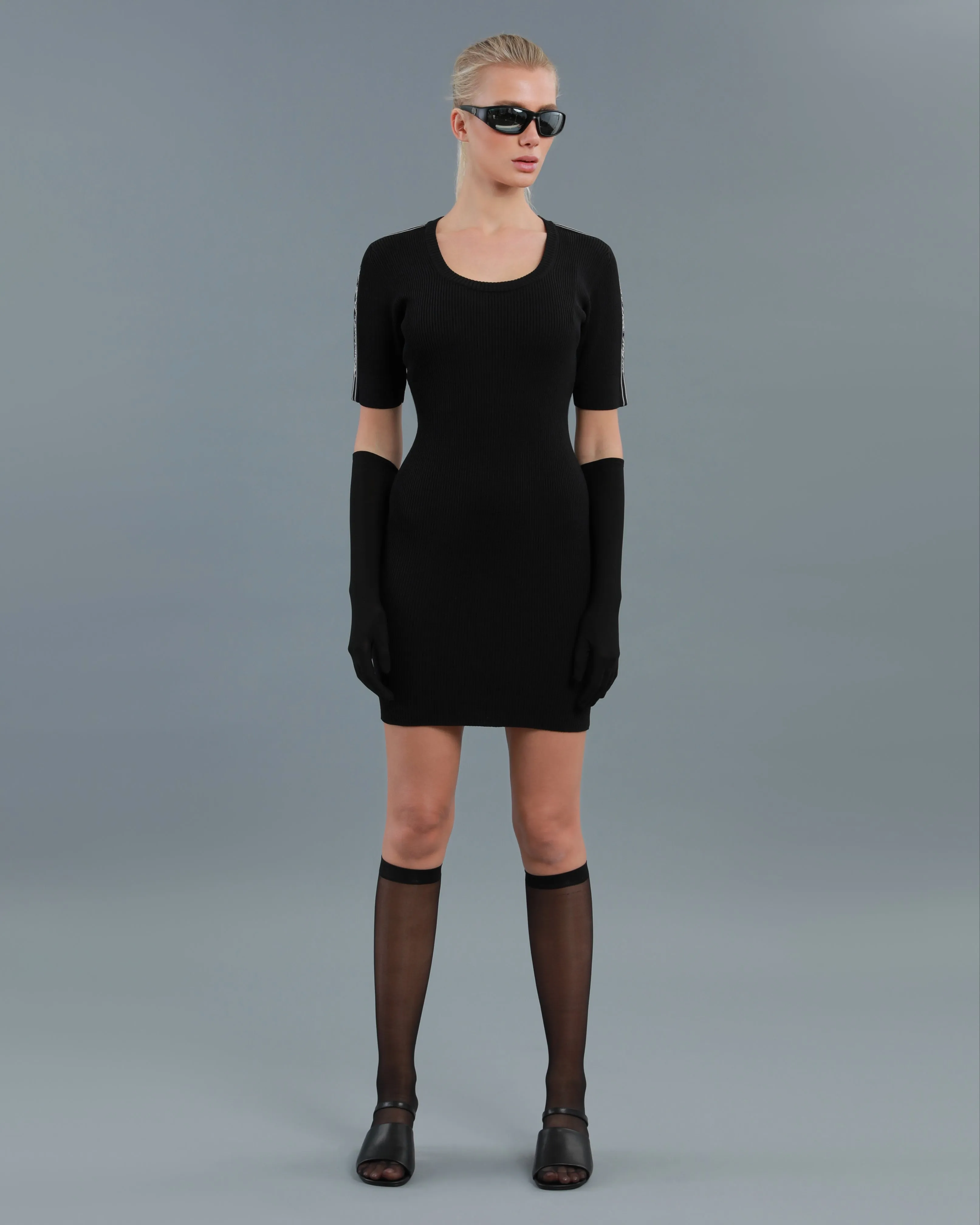 Ribbed-Knit Scoopneck Dress