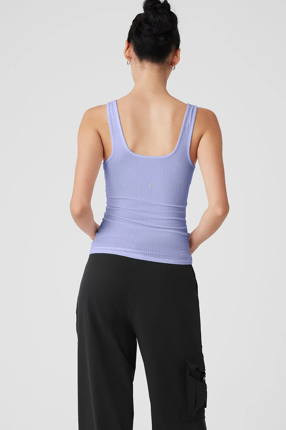 Ribbed Sea Coast Scoop Neck Tank - Lilac Blue.