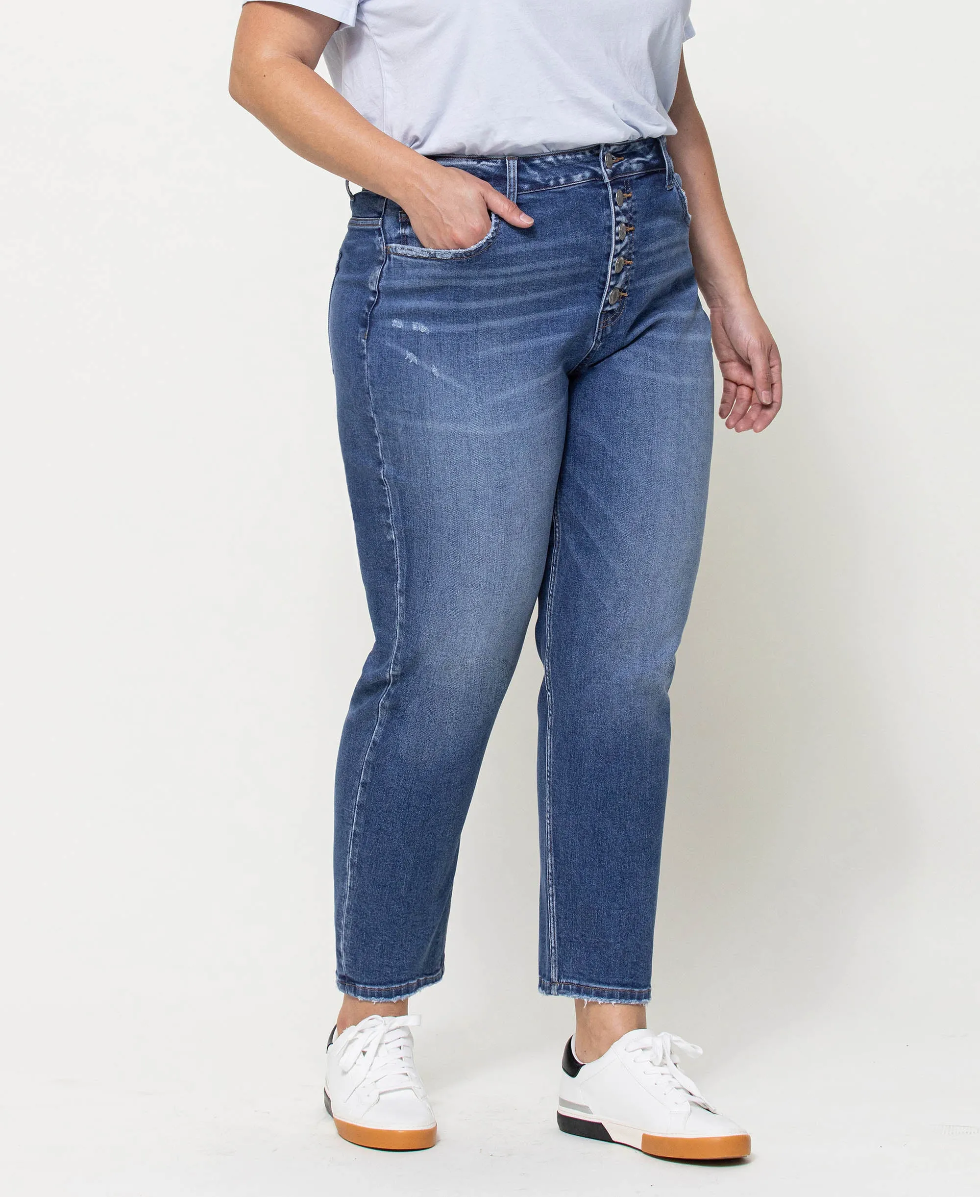 Rivers - Plus Button Up Stretch Mom Jeans