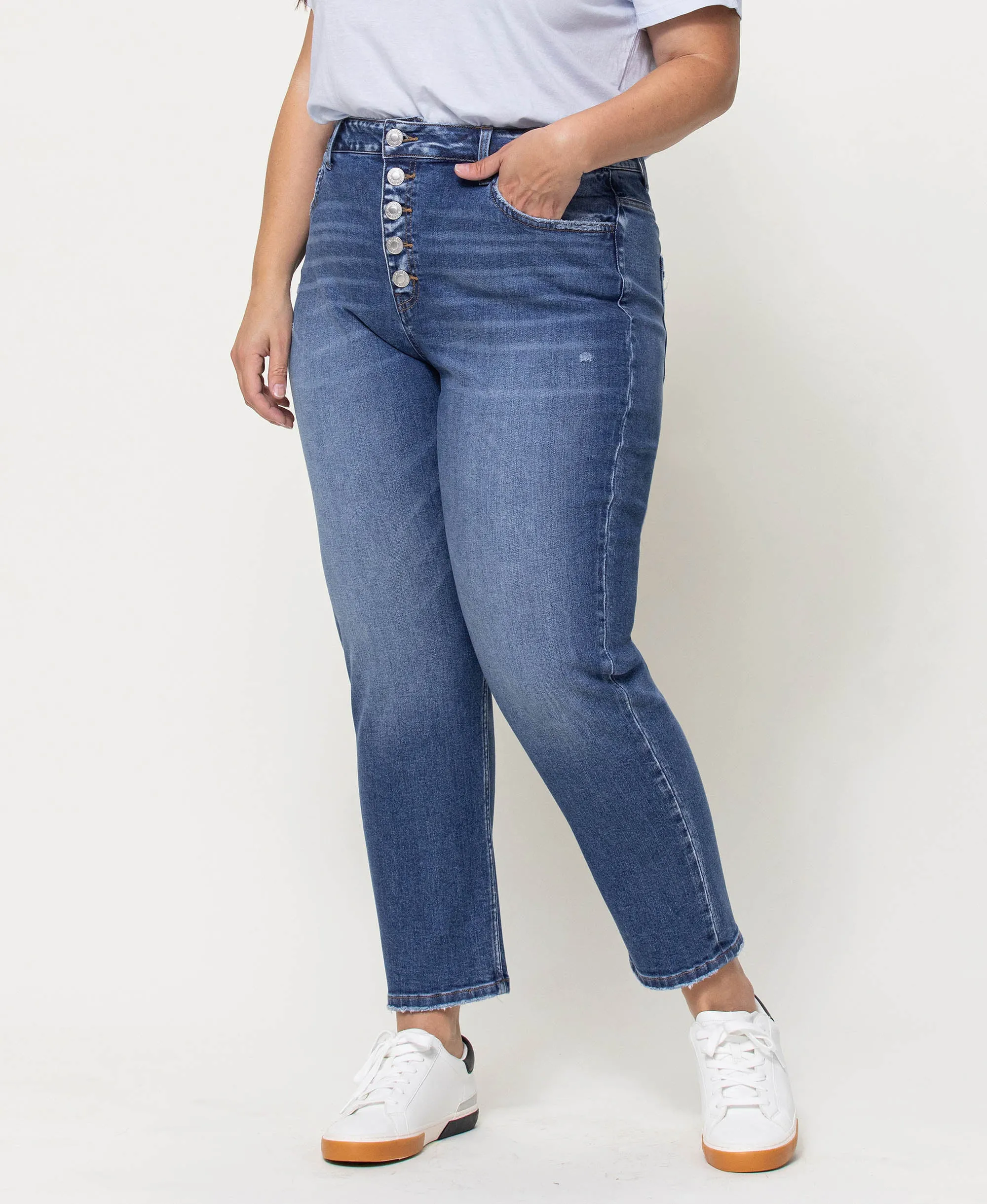 Rivers - Plus Button Up Stretch Mom Jeans