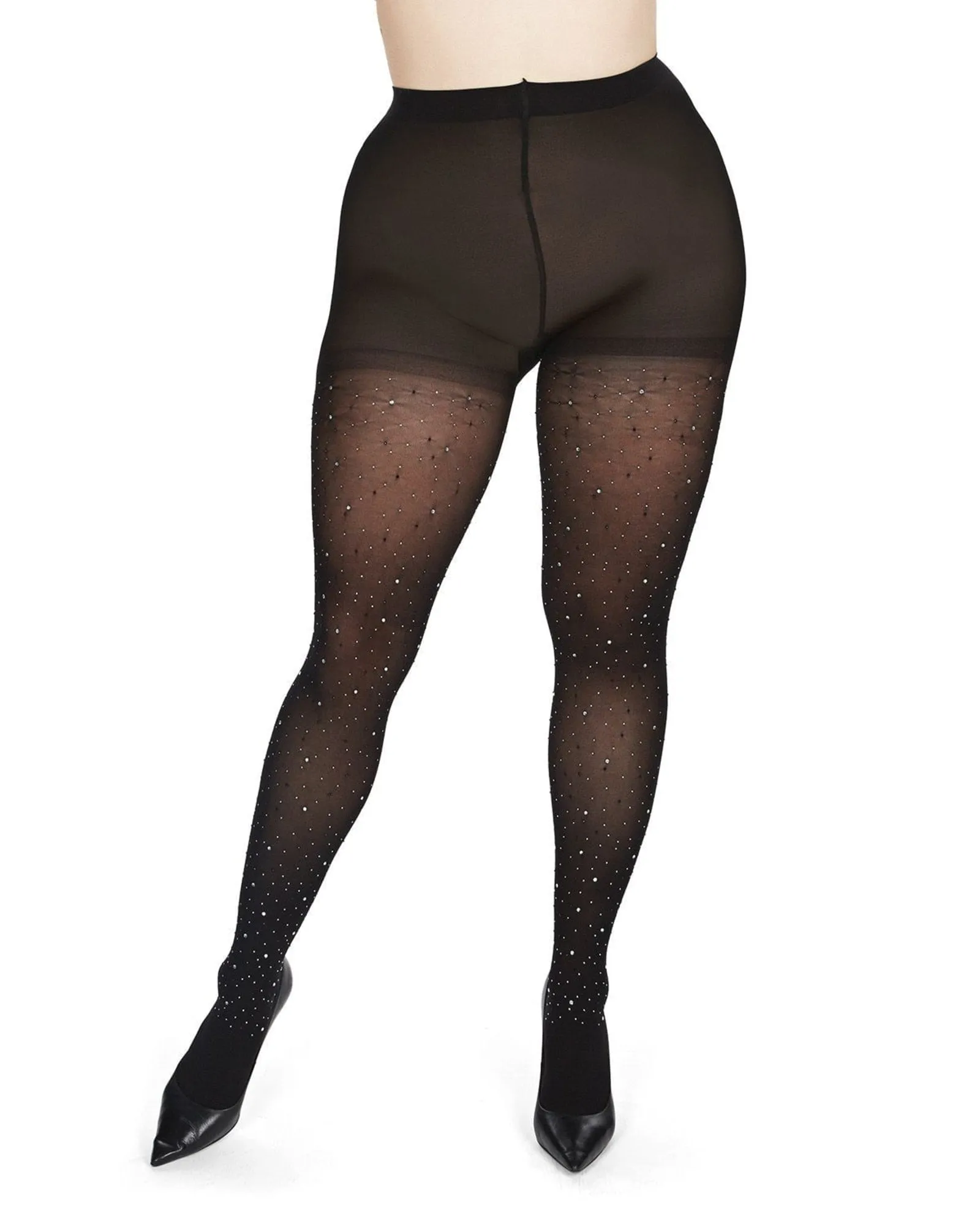 Rock The Night Opaque Faux Gemstone Tights | Black