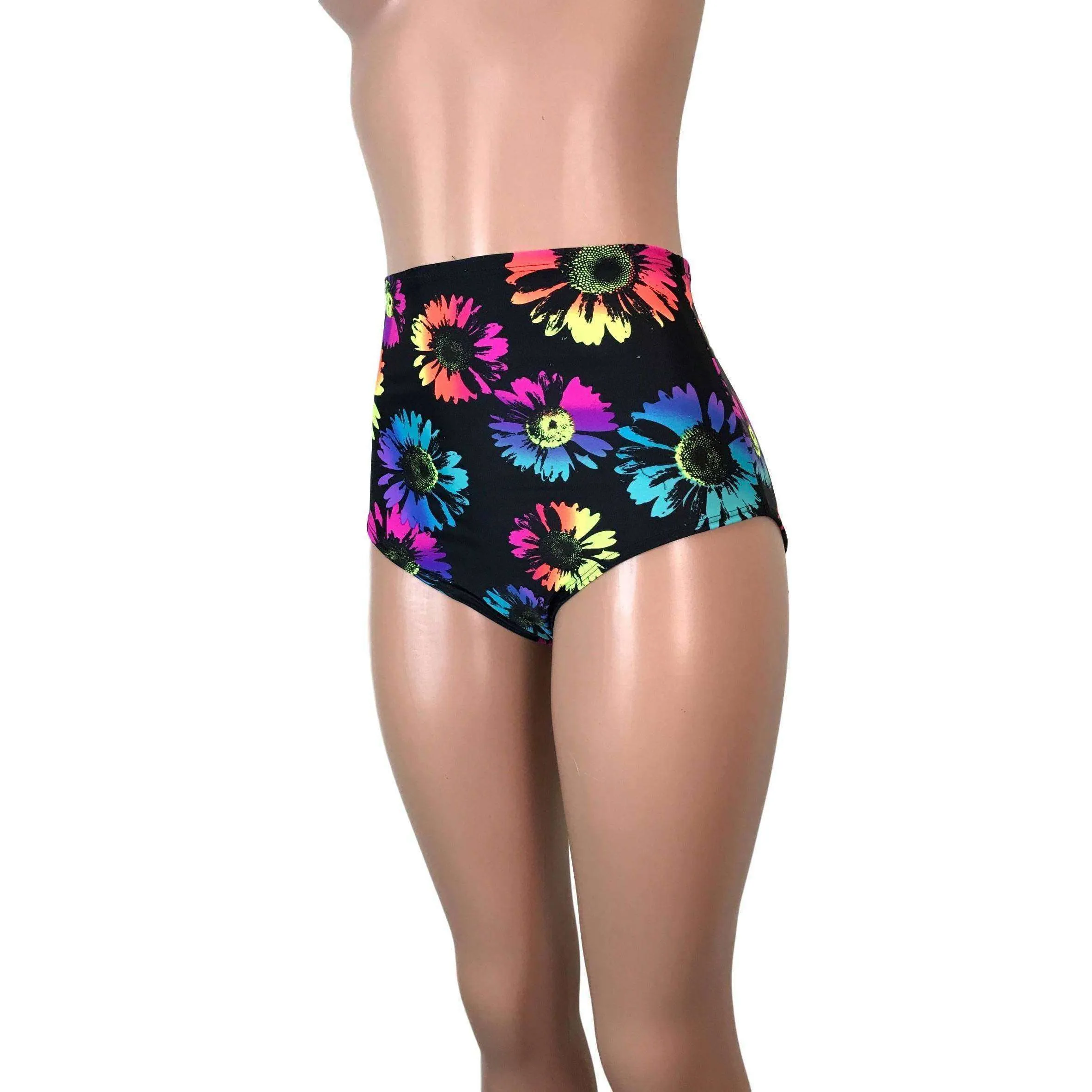 SALE - LARGE - High Waist Hot Pants - Electric Daisy