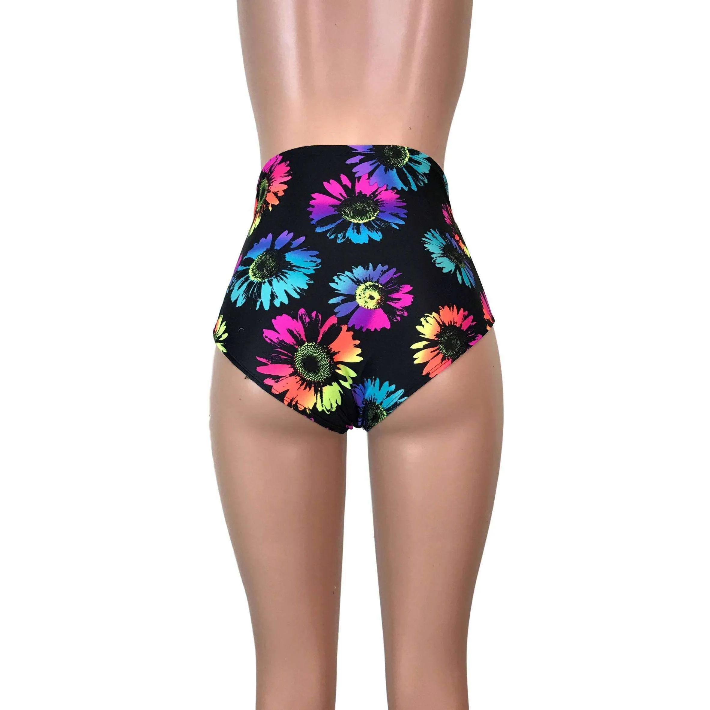 SALE - LARGE - High Waist Hot Pants - Electric Daisy