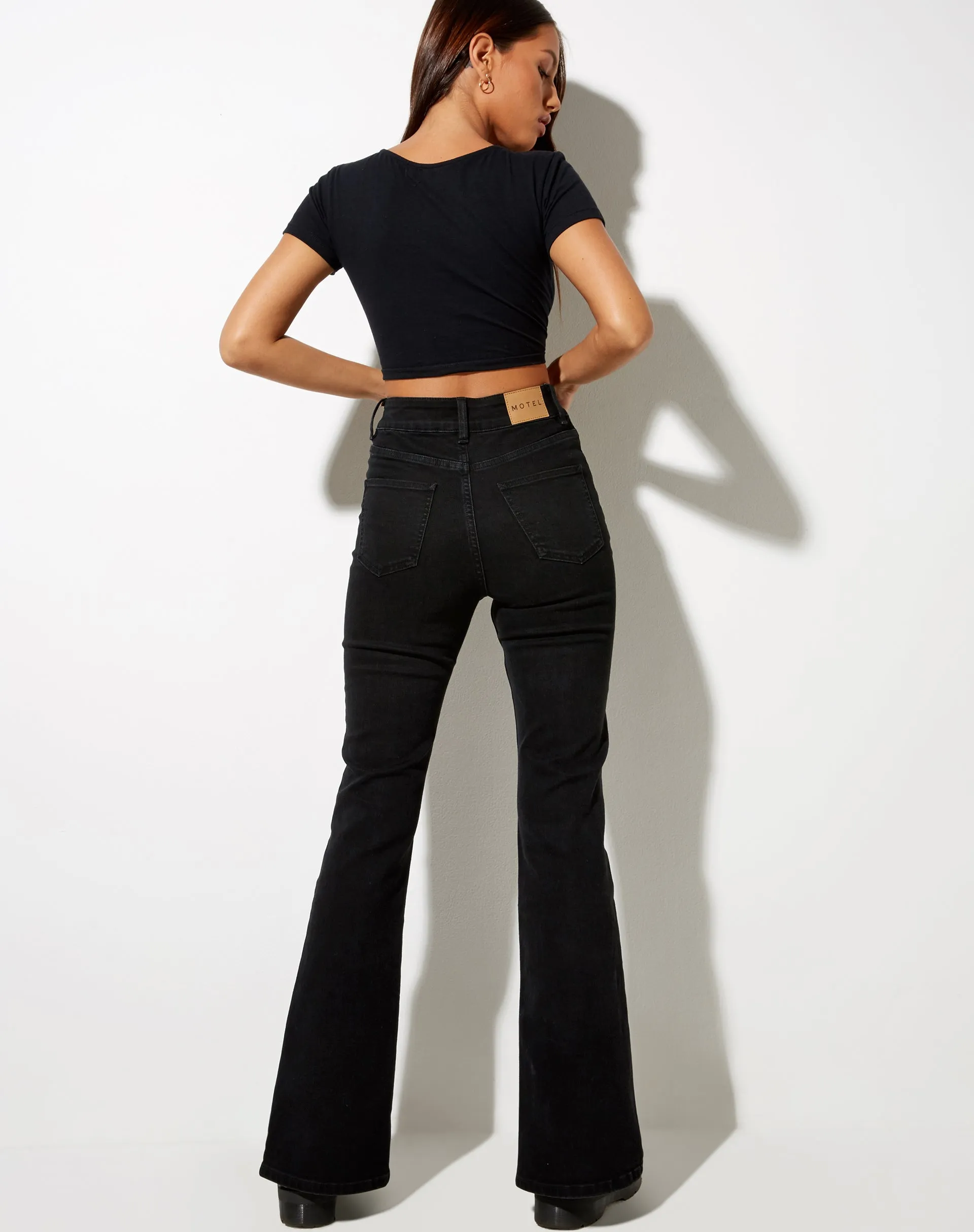 Seam Split Jeans in Black Wash