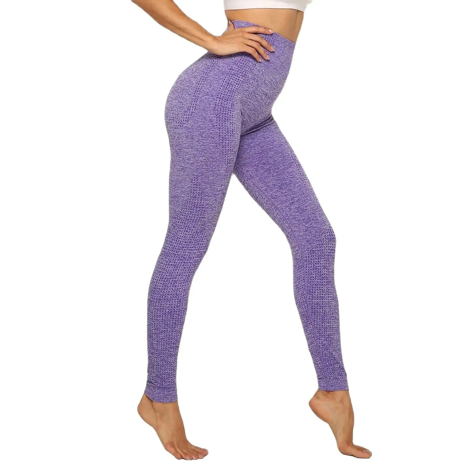 Seamless High Waist Yoga Pants with Energy Dotted Pattern