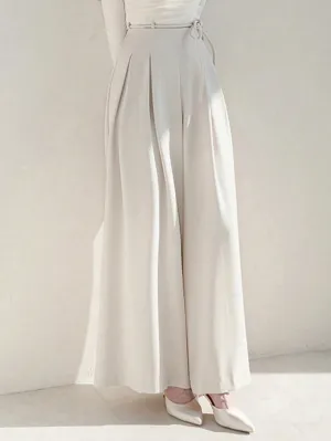 SHEIN DAZY Ladies' Solid Color Tie Wide Leg Pants