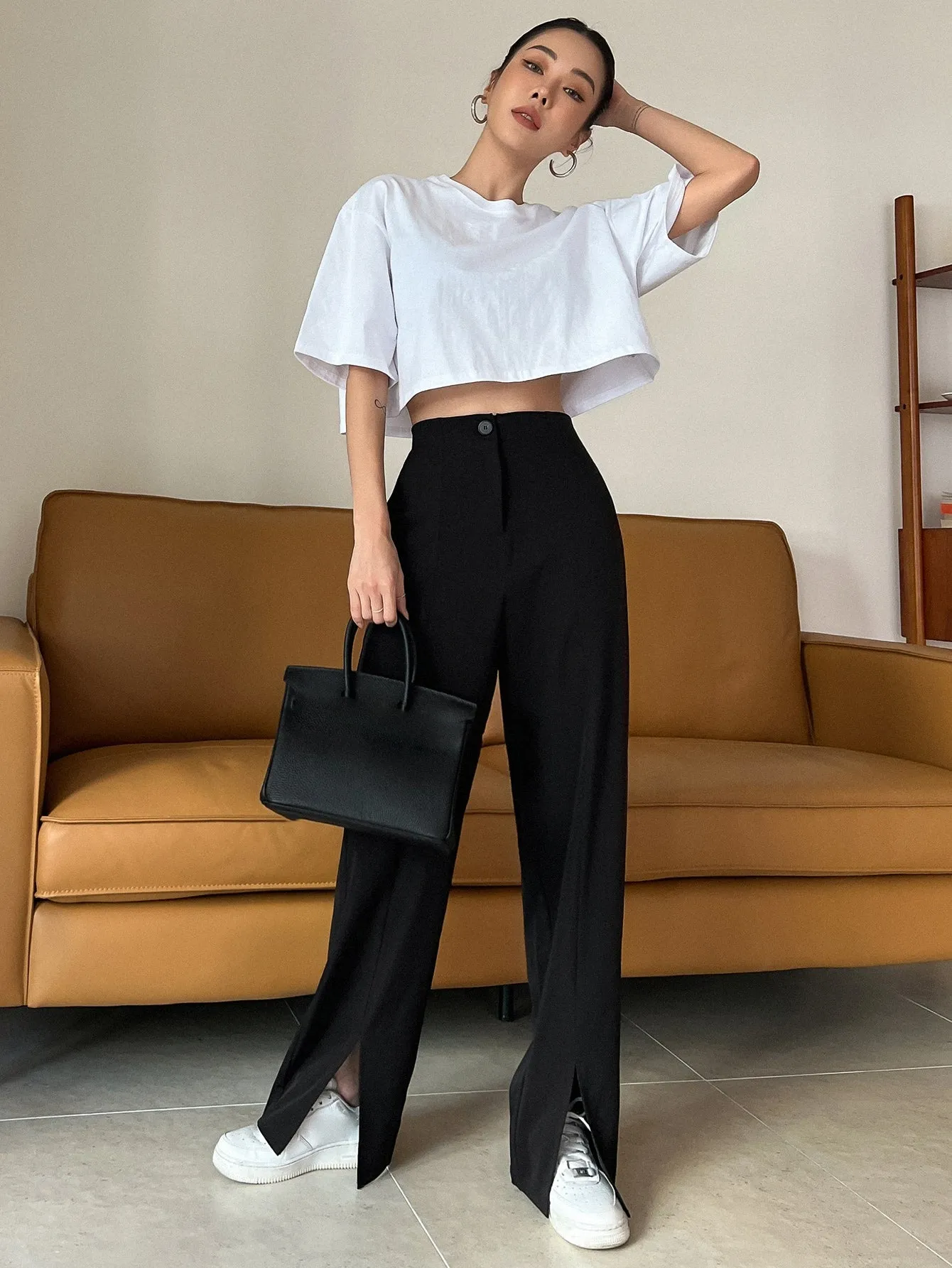 SHEIN DAZY Split Hem Suit Pants