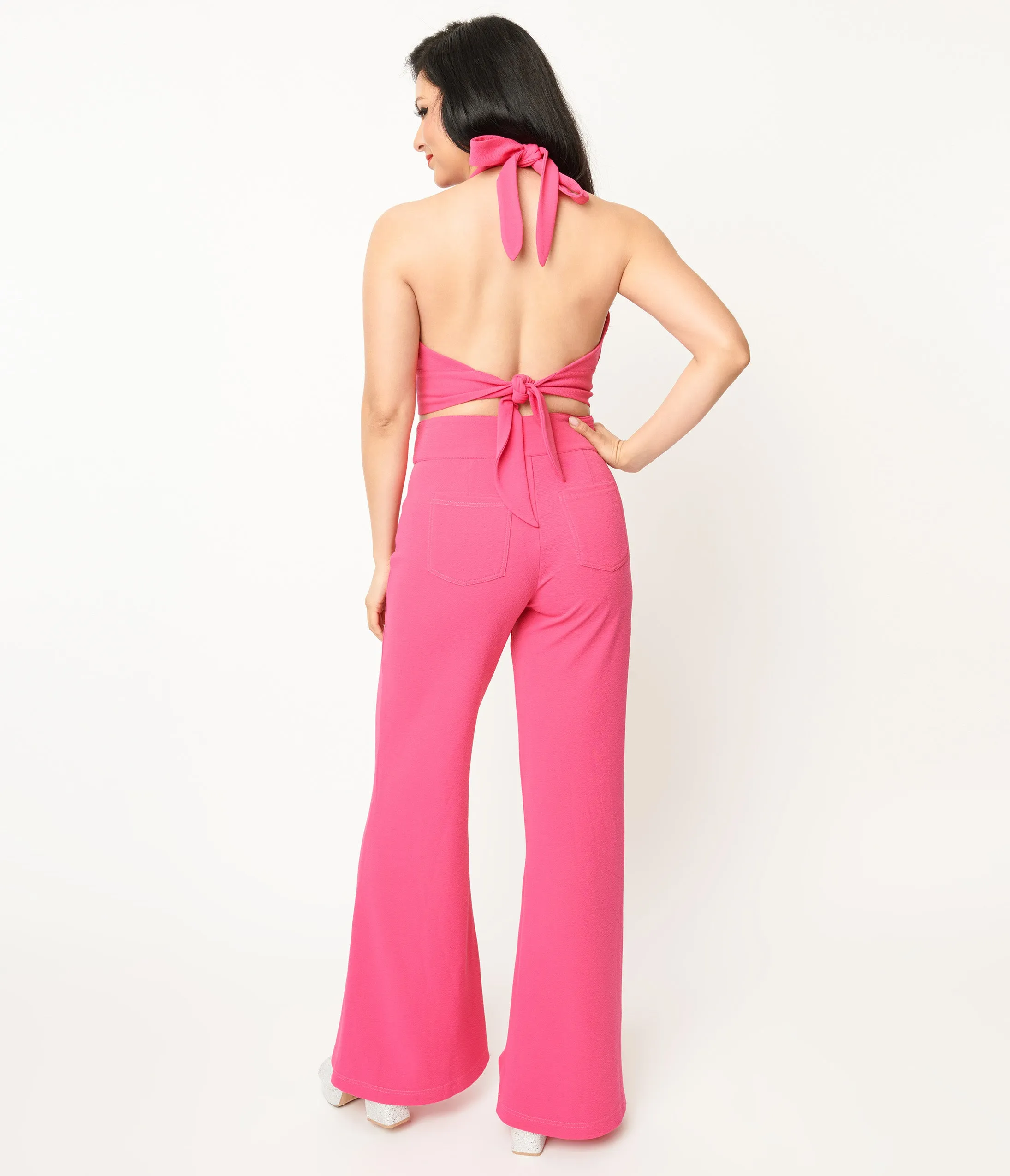 Smak Parlour 1960s Hot Pink High Waist Flare Pants