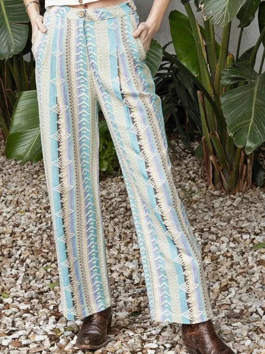 Step into Sunshine Embroidered Pants with Wooden Button