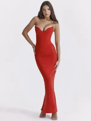 Strapless Sweetheart Neckline Charming Bodycon Maxi Dress