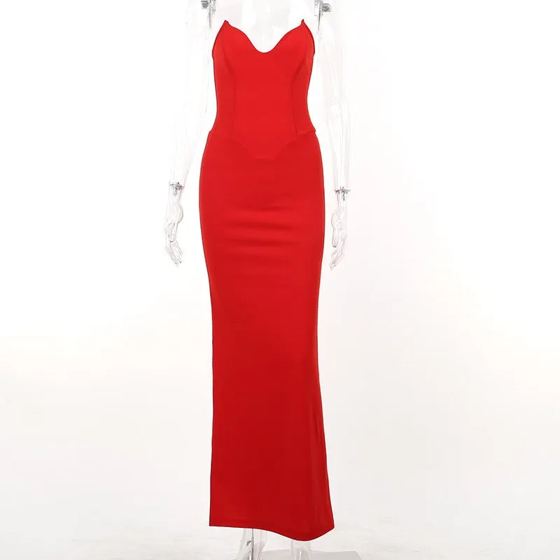 Strapless Sweetheart Neckline Charming Bodycon Maxi Dress