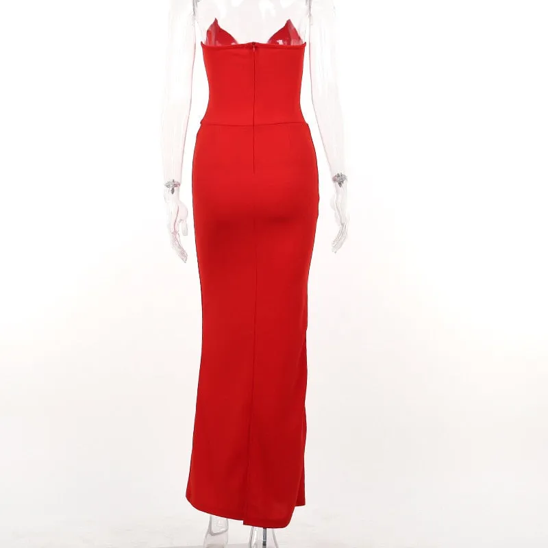 Strapless Sweetheart Neckline Charming Bodycon Maxi Dress