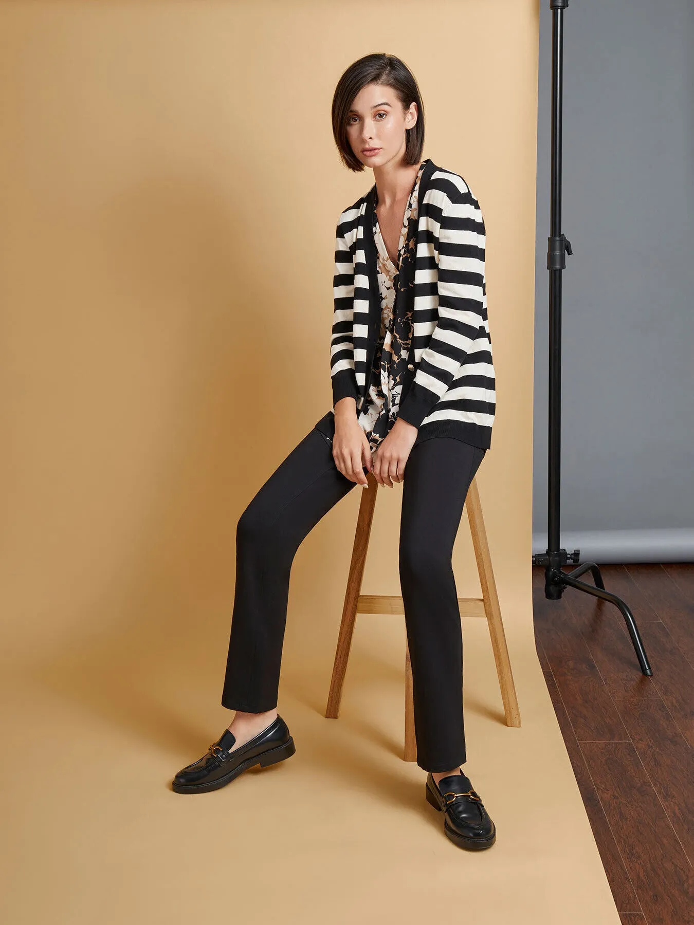 Striped Button-Front Cardigan