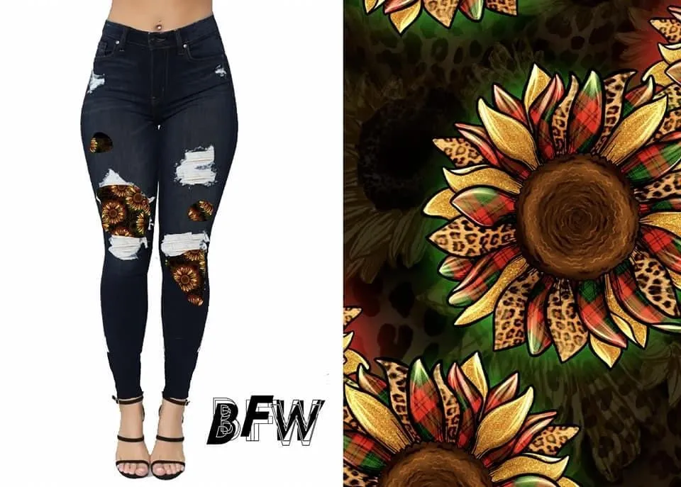 Sunflower Debut faux denim peek-a-boo Leggings