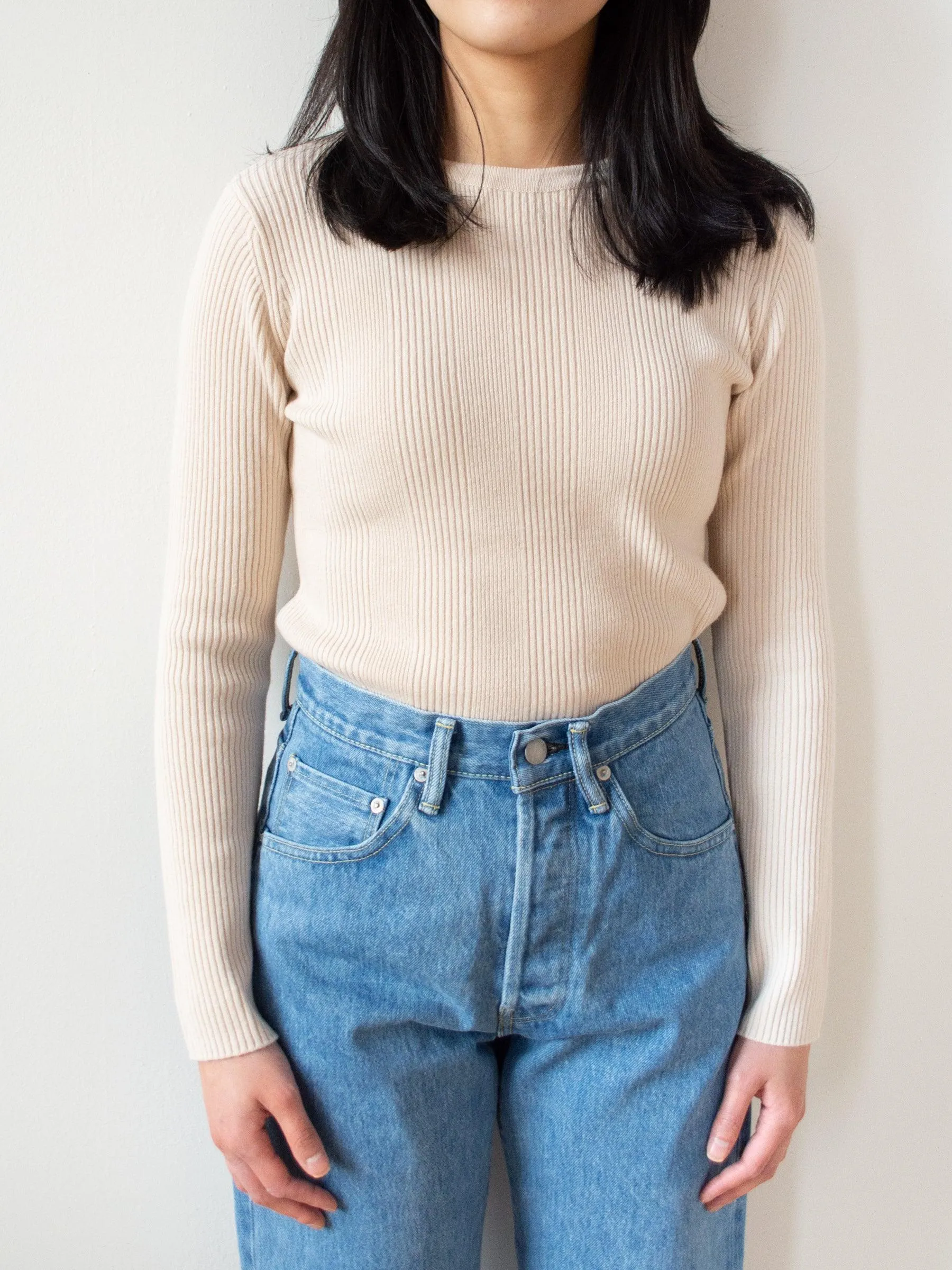 Super Fine Wool Rib Knit - Ivory