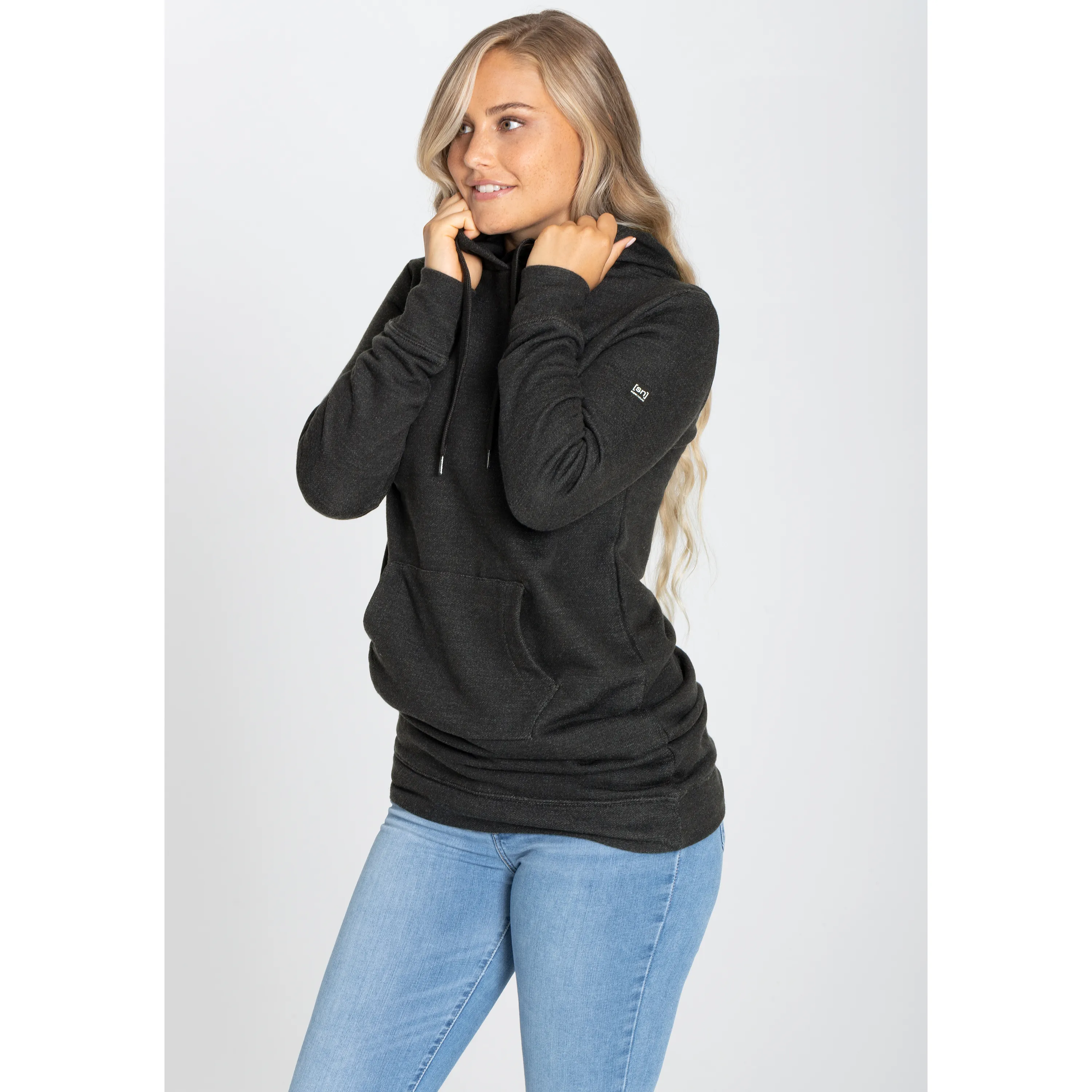 super.natural Women&#x27;s Knit Long Hoodie Jet Black | Buy super.natural Women&#x27;s Knit Long Hoodie Jet Black here | Outnorth