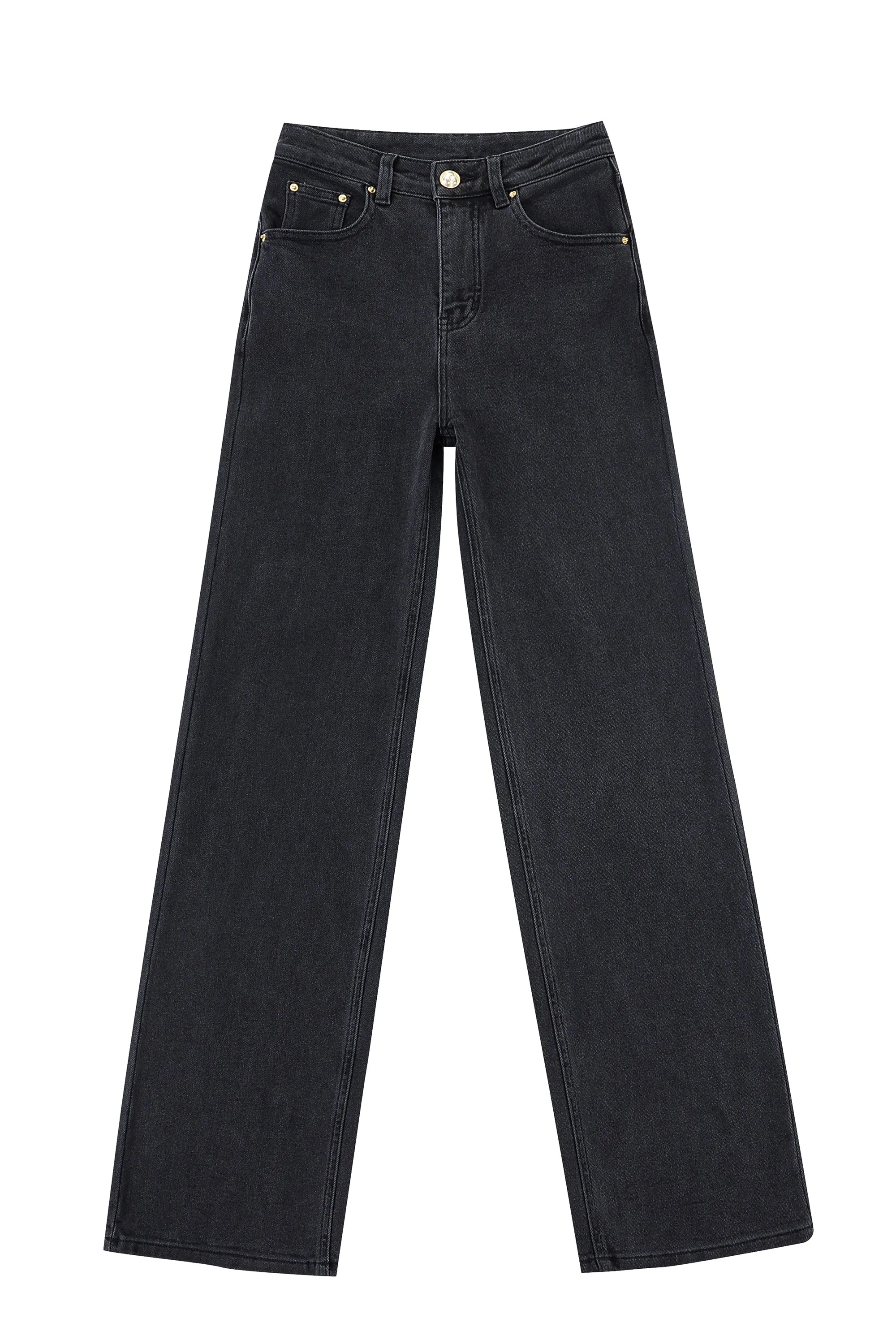 TALL Wide Leg Nap Jeans for Big Butts Black Denim