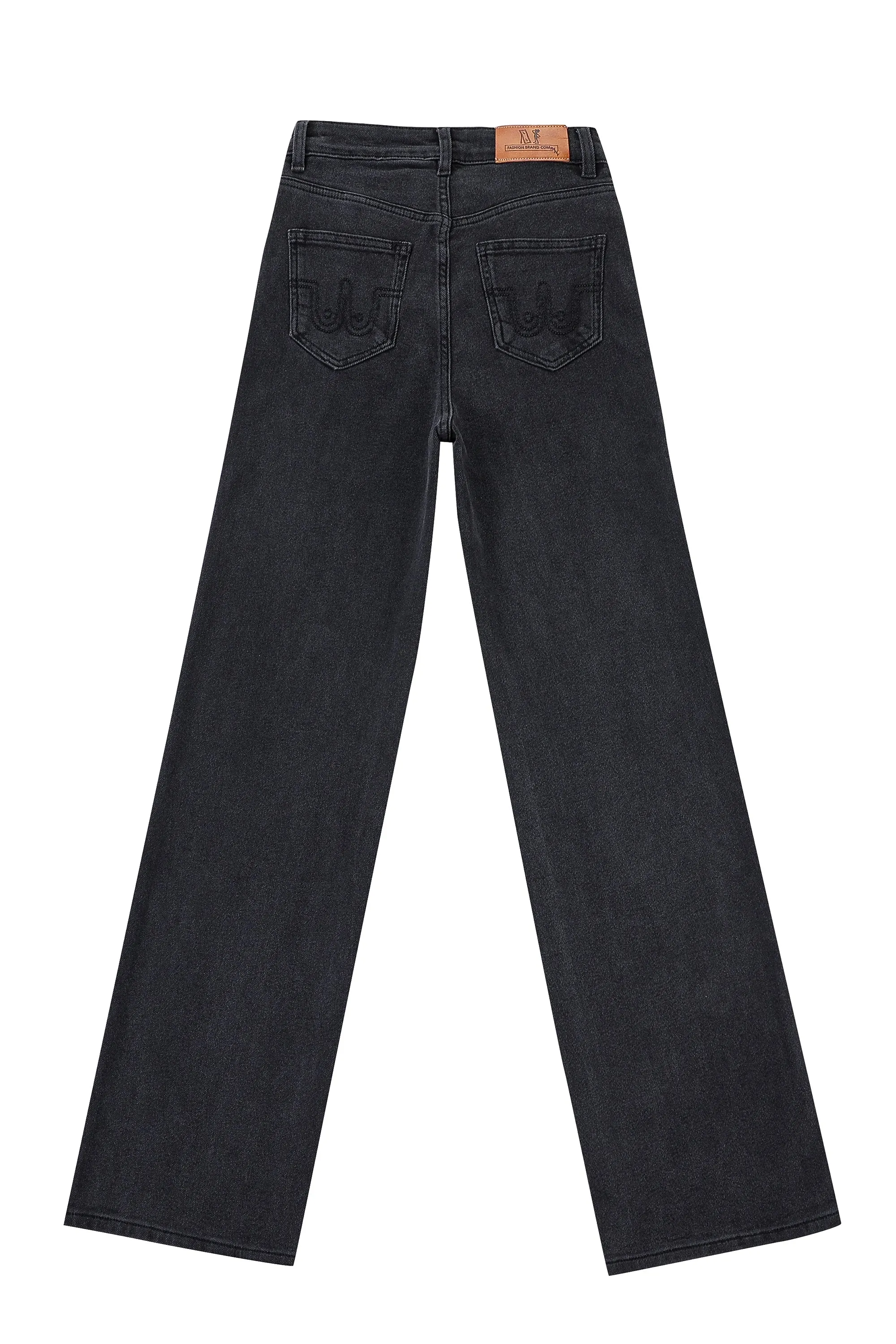 TALL Wide Leg Nap Jeans for Big Butts Black Denim