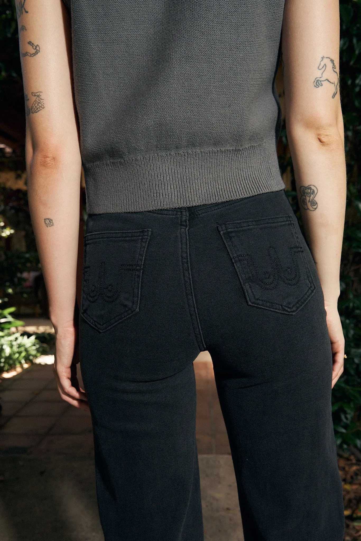 TALL Wide Leg Nap Jeans for Big Butts Black Denim