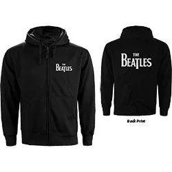 The Beatles Unisex Zipped Hoodie: Drop T Logo (Back Print)