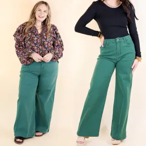 The Best Cropped Wide Leg Jeans in Hunter Green